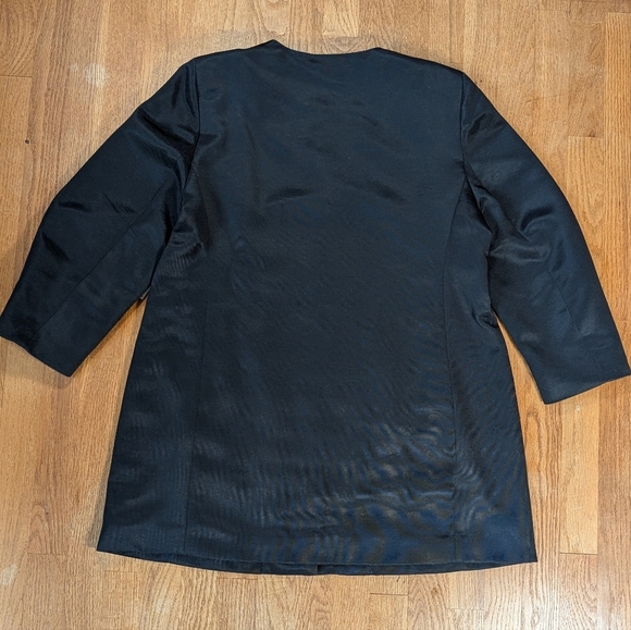 Chico’s Floral Drama Long Jacket Coat Black White Print Size 2 (12/14) - Picture 13 of 13